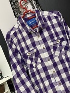 7 Koszula Topman ciepła flanela krata fiolet kieszenie sport turystyka