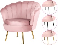 Fotel Muszla Velvet Różowy Lugano| Krzesło Do Salonu | Nogi Do Wyboru