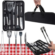 ZESTAW PRZYBORÓW DO GRILLA SOLIDNE AKCESORIA Z NIERDZEWKI WYGODNE ETUI
