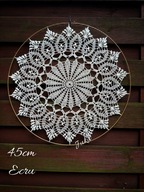 szydełkowa rozeta w obręczy 45cm ecru /dekoracja okienna/ rękodzieło Juka