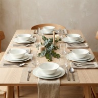 SERWIS OBIADOWY BIAŁY 18 szt. OKRĄGŁE DUŻE TALERZE, TALERZ DESEROWY KOMPLET