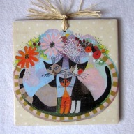 Robótkownia Kafelek obrazek 15x15 Koty Kot Portret rodzinny