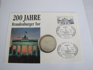 Niemcy koperta ozdobna znaczek + moneta 10 marek srebro