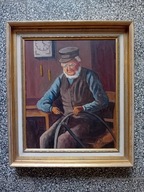 STARY OBRAZ OLEJNY NA PŁÓTNIE sygnowany