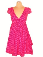 CZERWONA ROZKLOSZOWANA SUKIENKA GROSZKI BAWEŁNA 36