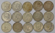 1/2 DOLARA - HALF DOLLAR 1965-67 r. - SREBRO Ag KENNEDY 15 sztuk