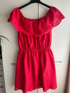 36 S Bik Bok czerwona letnia sukienka odkryte ramiona hiszpanka