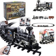 KOLEJKA ELEKTRYCZNA PAROWA LOKOMOTYWA POCIĄG DYM 5 METRÓW 3 WAGONY DUŻA