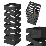 STOJAK NA PARASOLE Z OCIEKACZEM DO KORYTARZA HOLU CZARNY AŻUROWY + HACZYKI