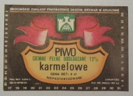 STARA ETYKIETA PIWO CIEMNE PEŁNE DOSŁADZANE KARMELOWE BROWAR KRAKÓW
