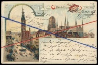PTP - GDAŃSK # DANZIG # RATUSZ, KOŚCIÓŁ MARIACKI, DŁUGI TARG POCZTÓWKA 1902