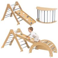 DREWNIANY PLAC ZABAW DLA DZIECI DO ZABAWY W DOMU 4 W 1