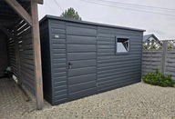 Domek narzędziowy, ogrodowy, schowek 4x3 GRAFIT, OKNO, FILC, PROFIL OCYNK
