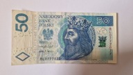Banknot kolekcjonerski 50 zł 2017 r. seria BL 077 7 077 RADAR