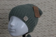 Wełniana czapka dziecięca, rozm. 48-50cm 100% wełna merino, zielona szałwia