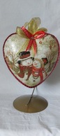 Bombka serce ręcznie zdobiona 15 CM decoupage SD52