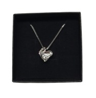 Srebrny Naszyjnik Serce z Cyrkonią Moissanit Kamień Stal Szlachetna Prezent