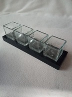 4 x Świeczniki na tealighty szklane na listwie