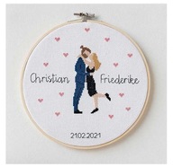 ZESTAW DO HAFTOWANIA WYSZYWANIA HAFTU DIY TAMBOREK PARA ZAKOCHANYCH 20 cm