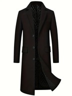 Męski Płaszcz Tweedowy Old Money – Długi, z Klapami i Guzikami - Czarny