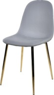 Krzesło Tapicerowane Lugano Szare Skóra Ekologiczna Złote Nogi