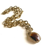 Vintage naszyjnik złoty łańcuch kryształ 80s