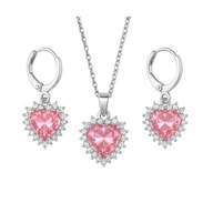 komplet biżuterii ZST02 serce naszyjnik, kolczyki stal nierdzewna 316L