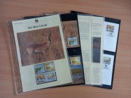 **WWF BOTSWANA - ANTYLOPA LICZI - SERIA ZNACZKÓW, 4 KOPERTY, 4 KARTY MAX