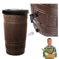 ZBIORNIK POJEMNIK NA DESZCZÓWKĘ WODA BRĄZOWY BECZKA 265L DUŻY POKRYWKA KRAN