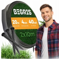 Obrzeże Ogrodowe 20m Trawnikowe Plastikowe Czarne Obrzeża 2x10m + 40 Kotew