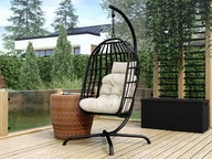 FOTEL CZARNY WISZĄCY WOLNOSTOJĄCY MIRJAN24 GAFI DO OGRODU 72 cm 120 kg