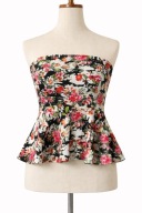 Bluzka gorsetowa z baskinką top kwiatowy wzór 34 / XS