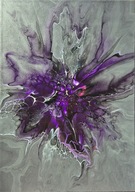 Fioletowa Symfonia, abstrakcja, farby akrylowe, aukcja charytatywna