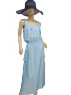 SIMPLE SUKIENKA DŁUGA Z LNEM z kieszeniami 36/38