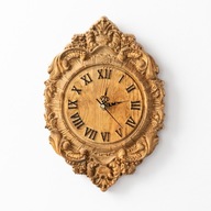 Piękny zegar do salonu, zegar ścienny drewniany, zegar ozdobny na ścianę