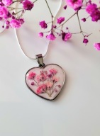 Naszyjnik kwiaty gipsówki w żywicy, żywica prezent walentynki