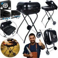 GRILL TURYSTYCZNY SKŁADANY WĘGLOWY PRZENOŚNY Z POKRYWĄ NA KÓŁKACH OGRODOWY