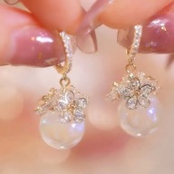 KOLCZYKI KWIATY KWIATAMI KWIATKI KWIATKAMI BOHO RÓŻE DIAMENTY PERŁA