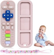 Różowy silikonowy gryzak bez BPA, pilot do ząbkowania z klipsem na smoczek