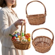 KOSZYK WIKLINOWY NA ŚWIĘCONKĘ OKRĄGŁY BRĄZOWY KOSZ WIELKANOCNY 27 CM