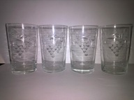 Szklanki zdobione szlifowane x 4 PRL