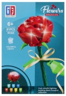 Klocki konstrukcyjne kwiaty - róża czerwona świecące elementy