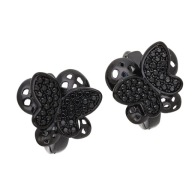 56041 Kolczyki czarna stal chirurgiczna motylki z cyrkoniami