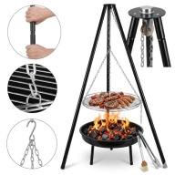 PALENISKO OGRODOWE GRILL TRÓJNÓG Z RUSZTEM WISZĄCY OGRODOWY ZESTAW 2W1