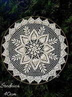 Mandala ecru 40cm-szydełkowa rozeta reliefowa /dekoracja okienna/ Juka