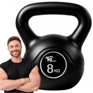 KETTLEBELL HANTLA ODWAŻNIK KULA OBCIĄŻENIE KETTLE DO ĆWICZEŃ 8KG CZARNY