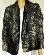 Vintage szal witrażowy apaszka wiskoza silk 33x146