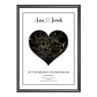 MAPA MIASTA PARSONALIZOWANY PREZENT NA WALENTYNKI KREATYWNY PREZENT OBRAZ