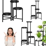 KWIETNIK STOJĄCY METALOWY CZARNY LOFT STOJAK NA KWIATY 5 PÓŁEK 80CM