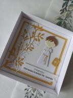 Kartka w pudełku ręcznie robiona komunia ihs pamiątka